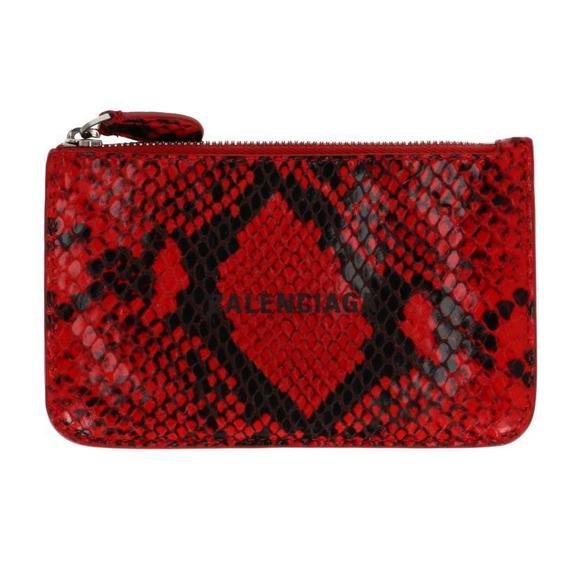 Balenciaga Coin Card Case Snake Embossed Red - Picture 1 of 7